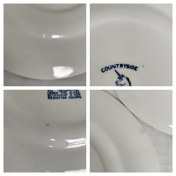 Enoch Wedgewood Tunstall Countryside 5 Bread/App Plates Vintage Blue & White - Picture 4 of 16